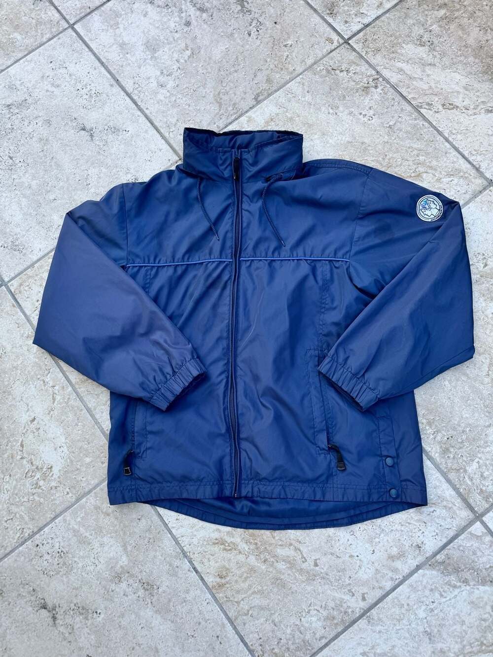 Devon & Jones Sport Vintage Blue Full Zip Windbreaker Jacket Size M